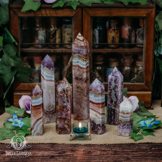 Amethyst & Crazy Lace Agate Tower for Joyful Healing