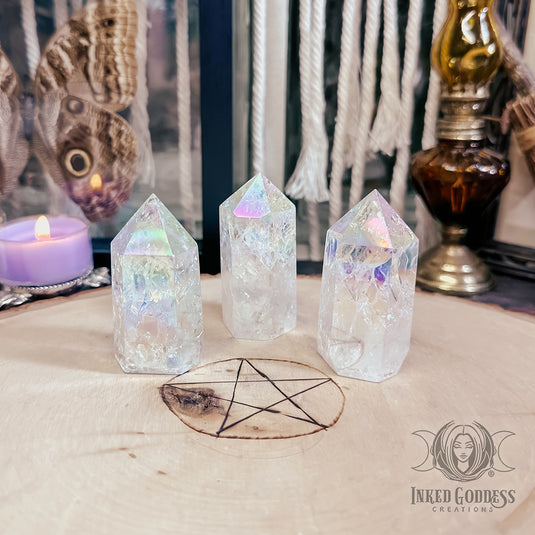 Angel Aura Crackle Quartz Tower for Hella High Vibes