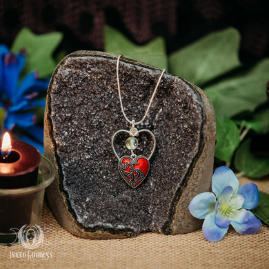 Angel Aura Red Heart Silver Necklace for Spirit Connection