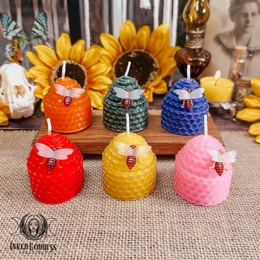 Beehive Beeswax Candle for Divine Femininity - 6 Colors to Choose From