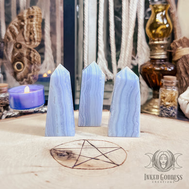 Blue Lace Agate Mini Gemstone Tower for Balanced Confidence