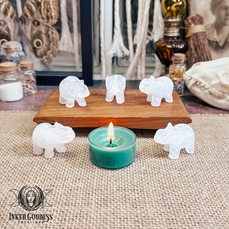 Load image into Gallery viewer, Clear Quartz Gemstone Elephant (White Elephant) for Healing Vibes
