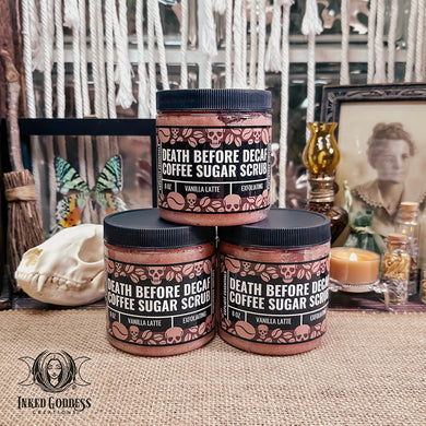 Death Before Decaf Coffee Sugar Scrub for Invigorating Energy