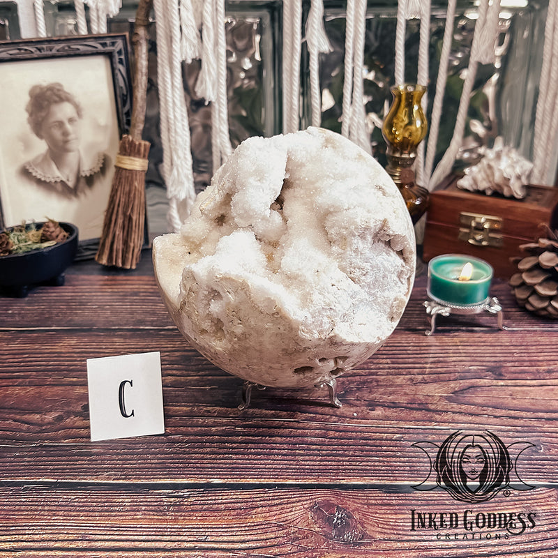 Load image into Gallery viewer, Druzy Calcite Sphere for Clearing Negativity
