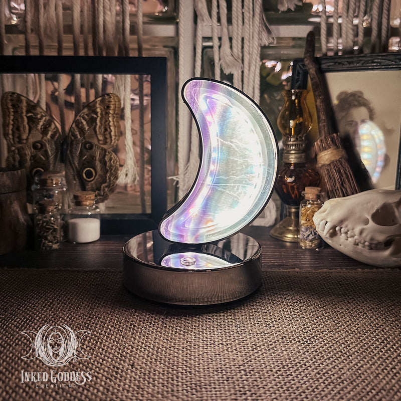 Load image into Gallery viewer, Fluorite Moon Lamp for Divine Feminine Energy
