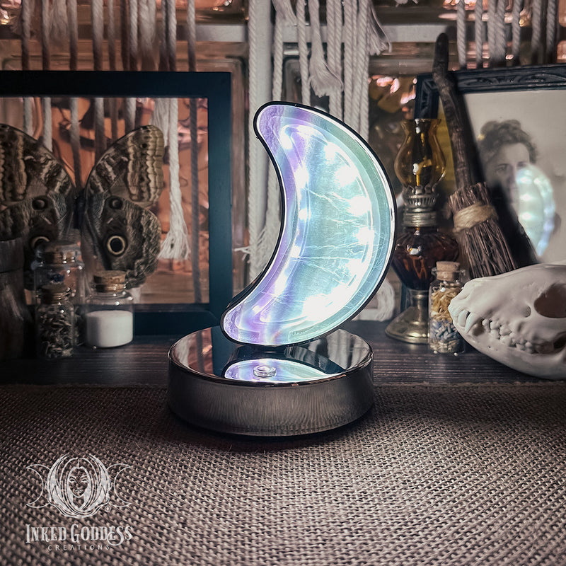 Load image into Gallery viewer, Fluorite Moon Lamp for Divine Feminine Energy
