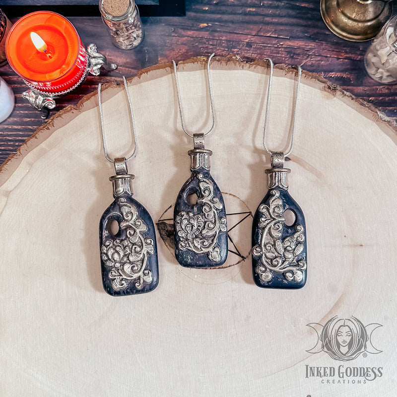 Load image into Gallery viewer, Gemstone Potion Bottle Tibetan Necklace for Witchy Vibes
