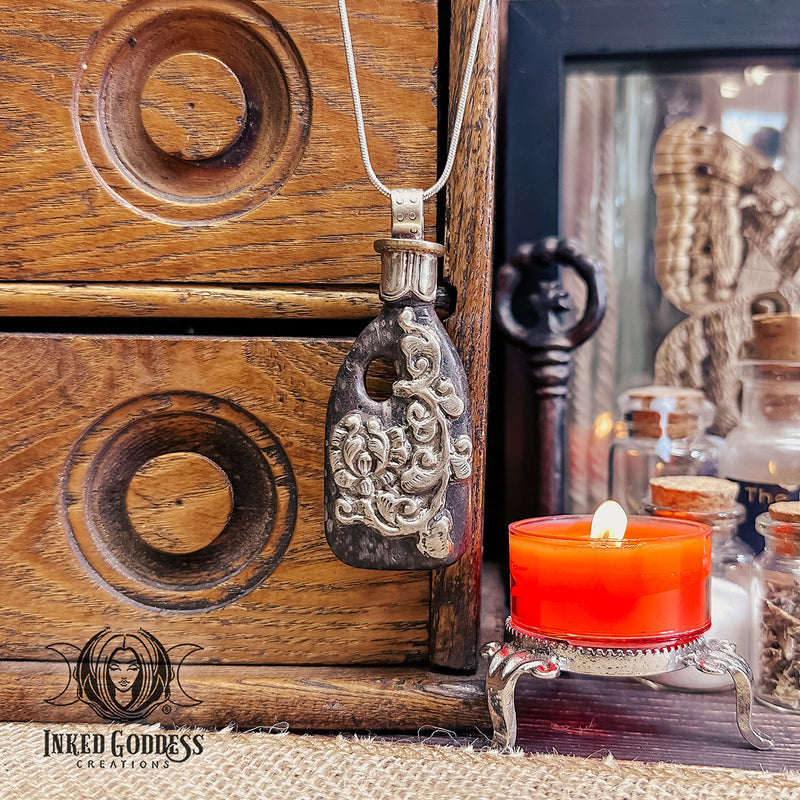 Load image into Gallery viewer, Gemstone Potion Bottle Tibetan Necklace for Witchy Vibes
