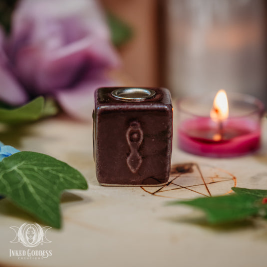 Goddess Ceramic Cube Mini Candle Holder for Divine Feminine Alignment