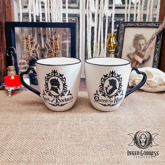 Gothic Queen & Lord Mug Set for Loving Couples