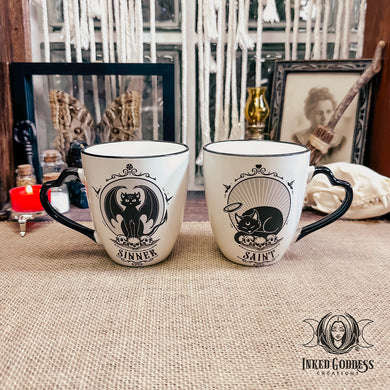 Gothic Saint & Sinner Mug Set for Morning Brew Fun