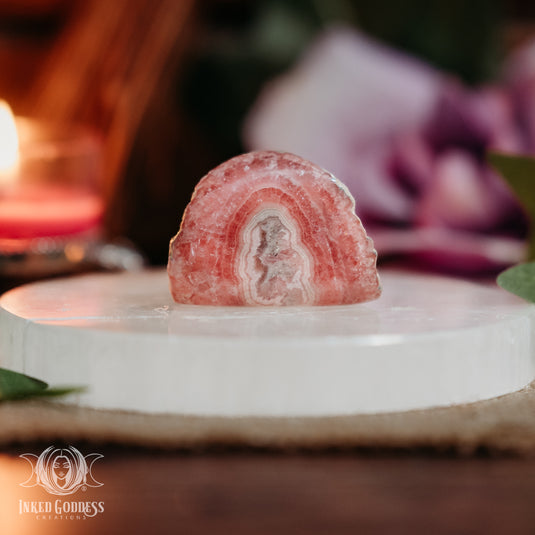 Half-Polished Rhodochrosite for Spiritual Manifestation