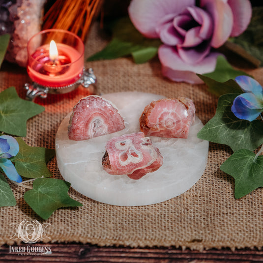 Half-Polished Rhodochrosite for Spiritual Manifestation