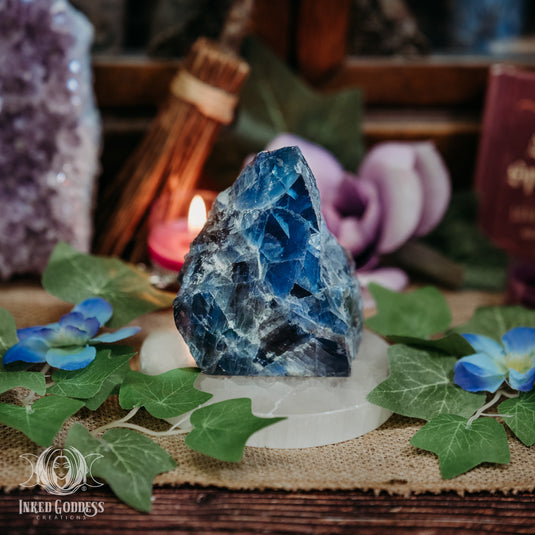 Indigo Fluorite Scrying Standing Stone for Psychic Development