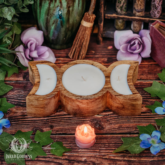 Maiden Triple Moon Candle for Fertile Energy