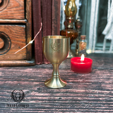 Mini Brass Pentacle Chalice for Celebratory Offerings