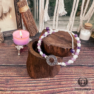 Moon Phase Adjustable Bracelet with Moonstone & Lepidolite