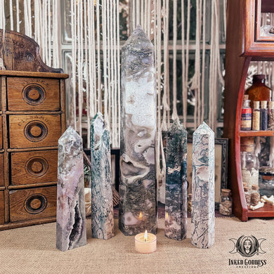 Moss Agate Tower for Connecting with Mother Earth