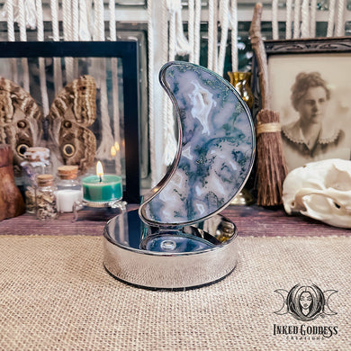 Moss Agate Moon Lamp for Balanced Emotions