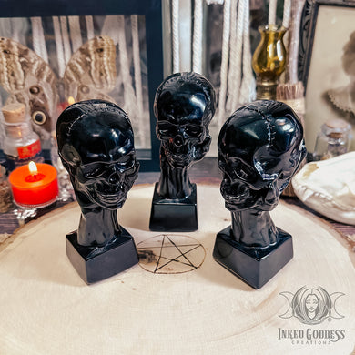 Obsidian Skull on Hand Carving for Protective Vibes