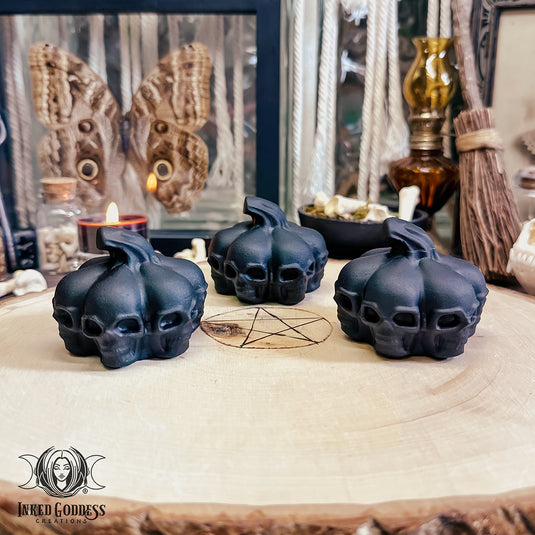 Obsidian Skull Pumpkin for High Protection Magick