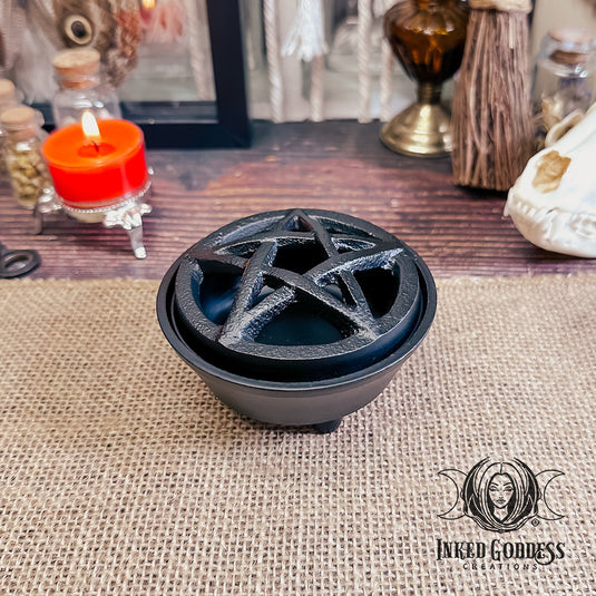 Pentacle Cast Iron Incense Burner for Witchy Smoke Cleansing