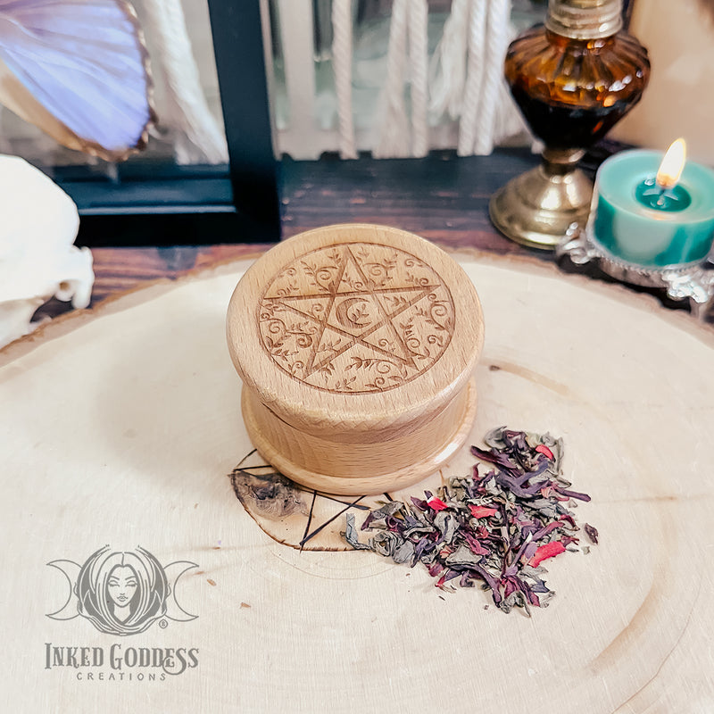 Load image into Gallery viewer, Pentacle Wooden Herb Grinder
