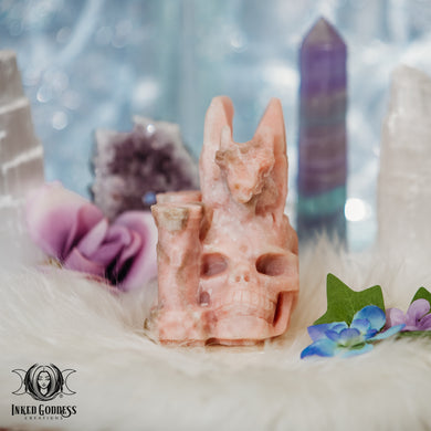 Pink Opal Dragon Castle Skull for Fire Energy