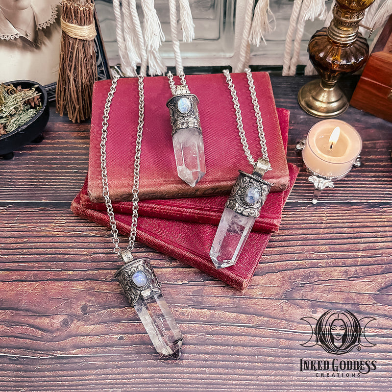 Load image into Gallery viewer, Quartz Point with Moonstone Tibetan Necklace
