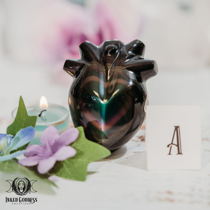 Load image into Gallery viewer, Rainbow Obsidian Anatomical Heart for Aligned Aura Energy
