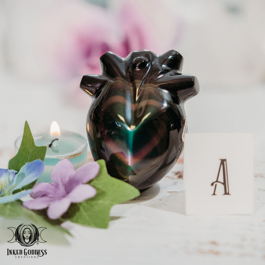 Rainbow Obsidian Anatomical Heart for Aligned Aura Energy