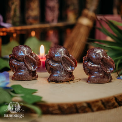 Red Lepidolite Rabbit with Carrot for Peaceful Energy