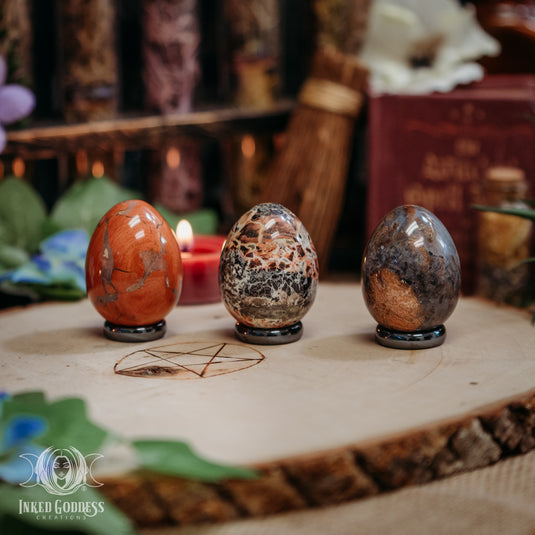 Red Silver Leaf Jasper Gemstone Egg for Joyful Beginnings