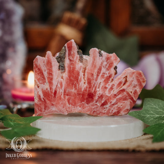 Rhodochrosite Fan Tile for Radiating Loving Energy