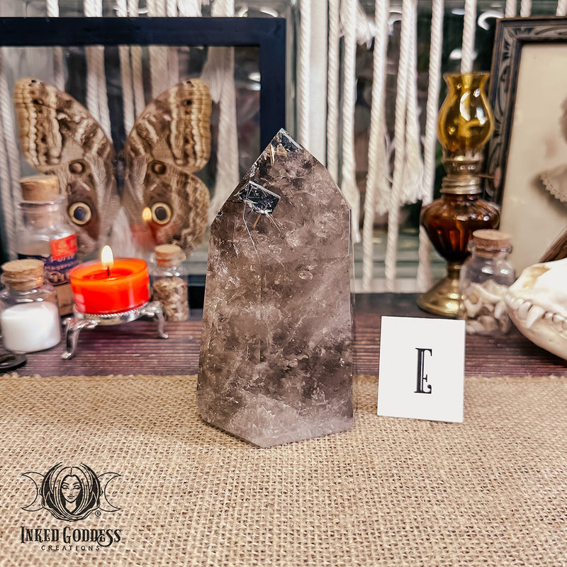 Load image into Gallery viewer, Rutilated Smoky Quartz Tower for High Vibe Changes Ahead
