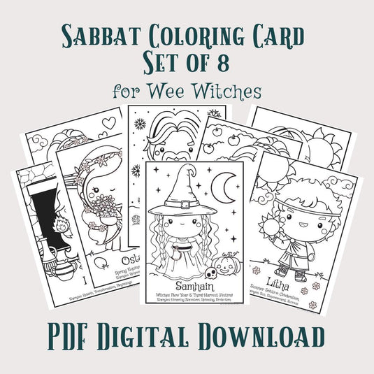 Sabbat Altar Coloring Card Set for Wee Witches- PDF Digital Download