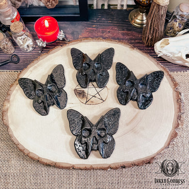 Sheen Obsidian Gemstone Skull Butterfly for Transformation