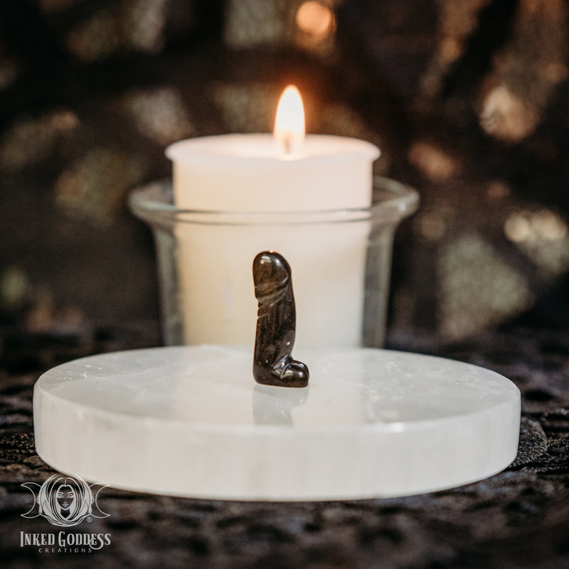 Load image into Gallery viewer, Sheen Obsidian Mini Heart Phallus for Divine Masculine Energy
