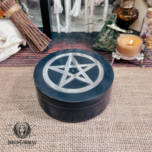 Soapstone Pentacle Box for Protective Magick