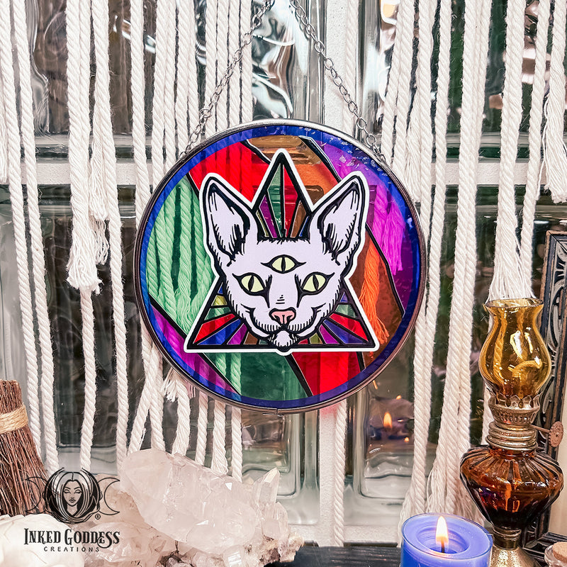 Load image into Gallery viewer, Third Eye Cat Suncatcher for Divine Connections
