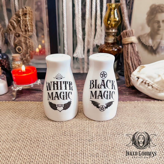 White & Black Magic Salt & Pepper Set for Fun Mealtimes