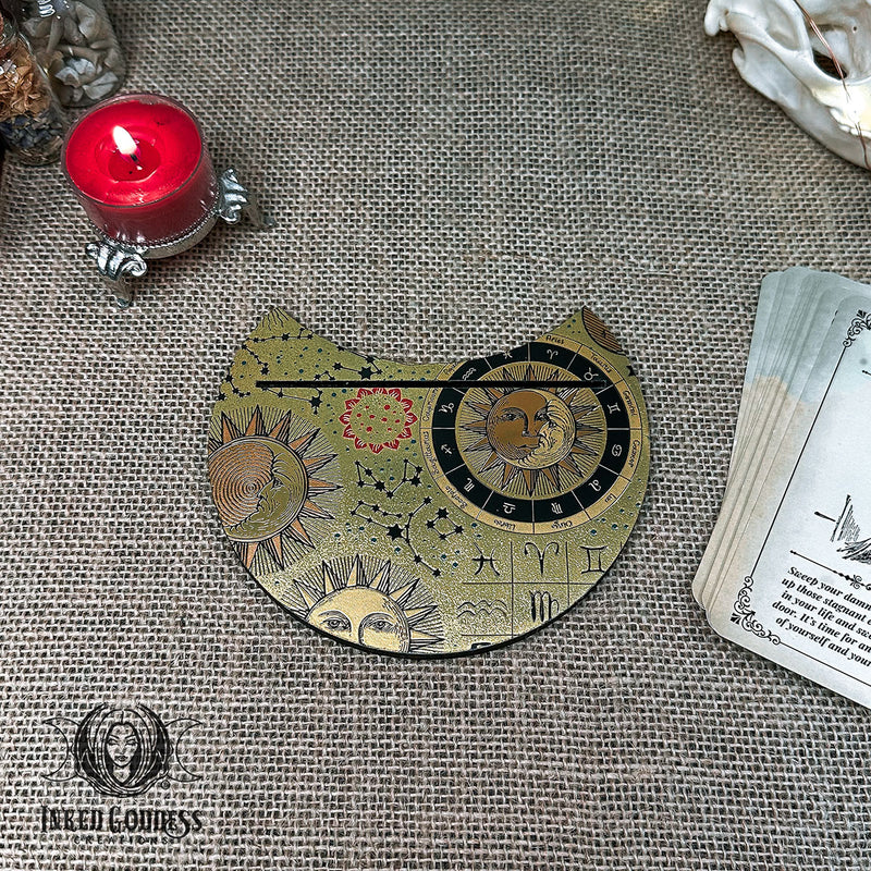 Load image into Gallery viewer, Wood &amp; Gold Foil Card Holder for Tarot Inspirations
