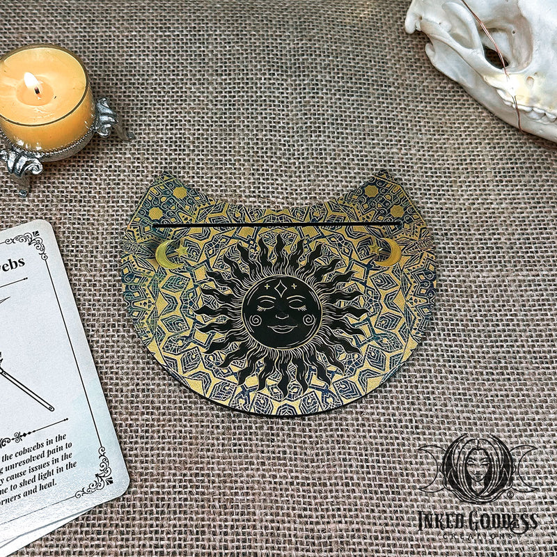 Load image into Gallery viewer, Wood &amp; Gold Foil Card Holder for Tarot Inspirations
