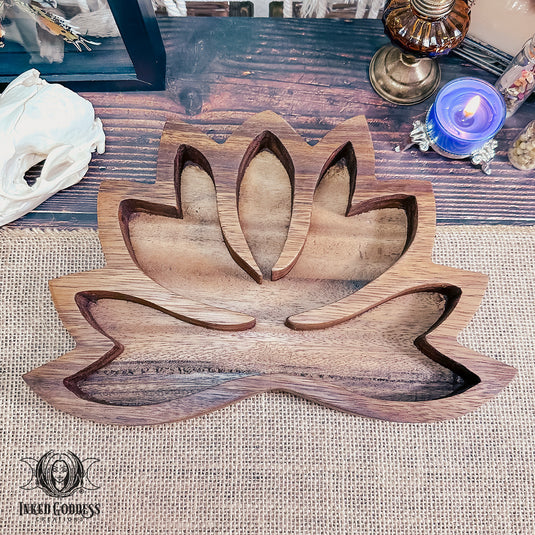 Wood Lotus Bowl for Offerings