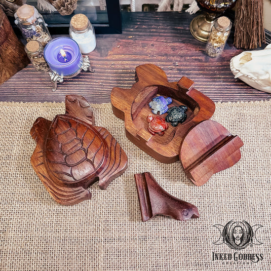 Wooden Animal Puzzle Box Gemstone Set