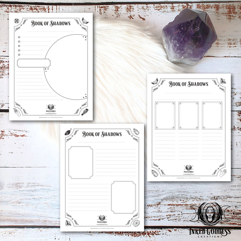 Load image into Gallery viewer, Blank Book of Shadows Pages- Set of 9- PDF Download- Inked Goddess Creations
