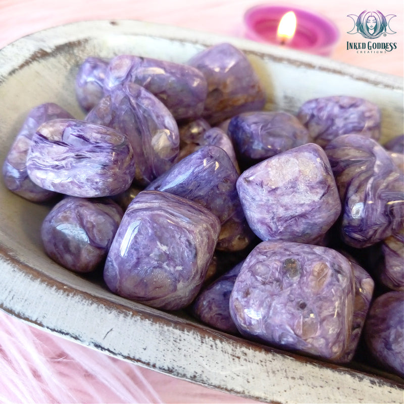 Load image into Gallery viewer, Charoite Tumbled Gemstone for Quick Decision Making- Inked Goddess Creations
