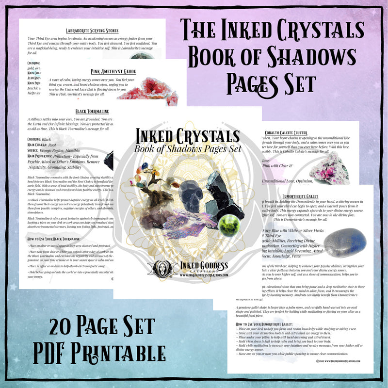 Load image into Gallery viewer, Inked Crystals Book of Shadows Pages Set- PDF Printables- Inked Goddess Creations
