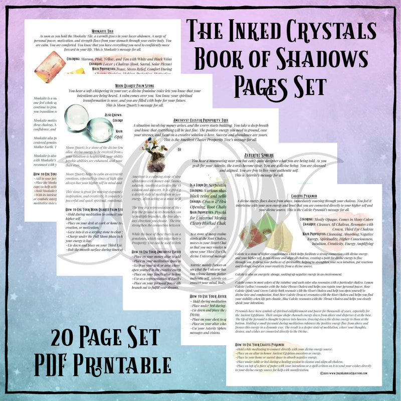 Load image into Gallery viewer, Inked Crystals Book of Shadows Pages Set- PDF Printables- Inked Goddess Creations
