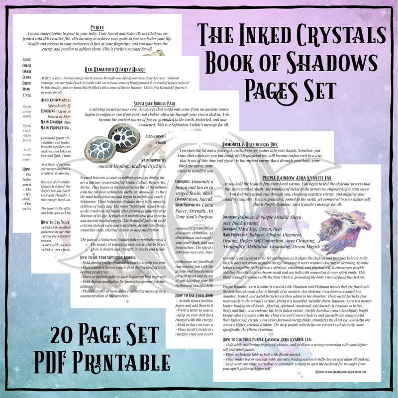 Load image into Gallery viewer, Inked Crystals Book of Shadows Pages Set- PDF Printables- Inked Goddess Creations
